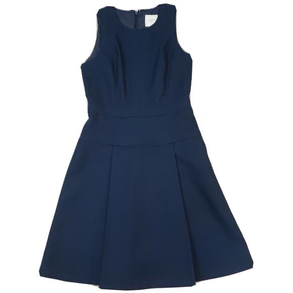 J. Crew Suiting ~Woman Size 0~ Navy Blue Fit Flare Wool Blend Sleeveless Dress. - Picture 10 of 12